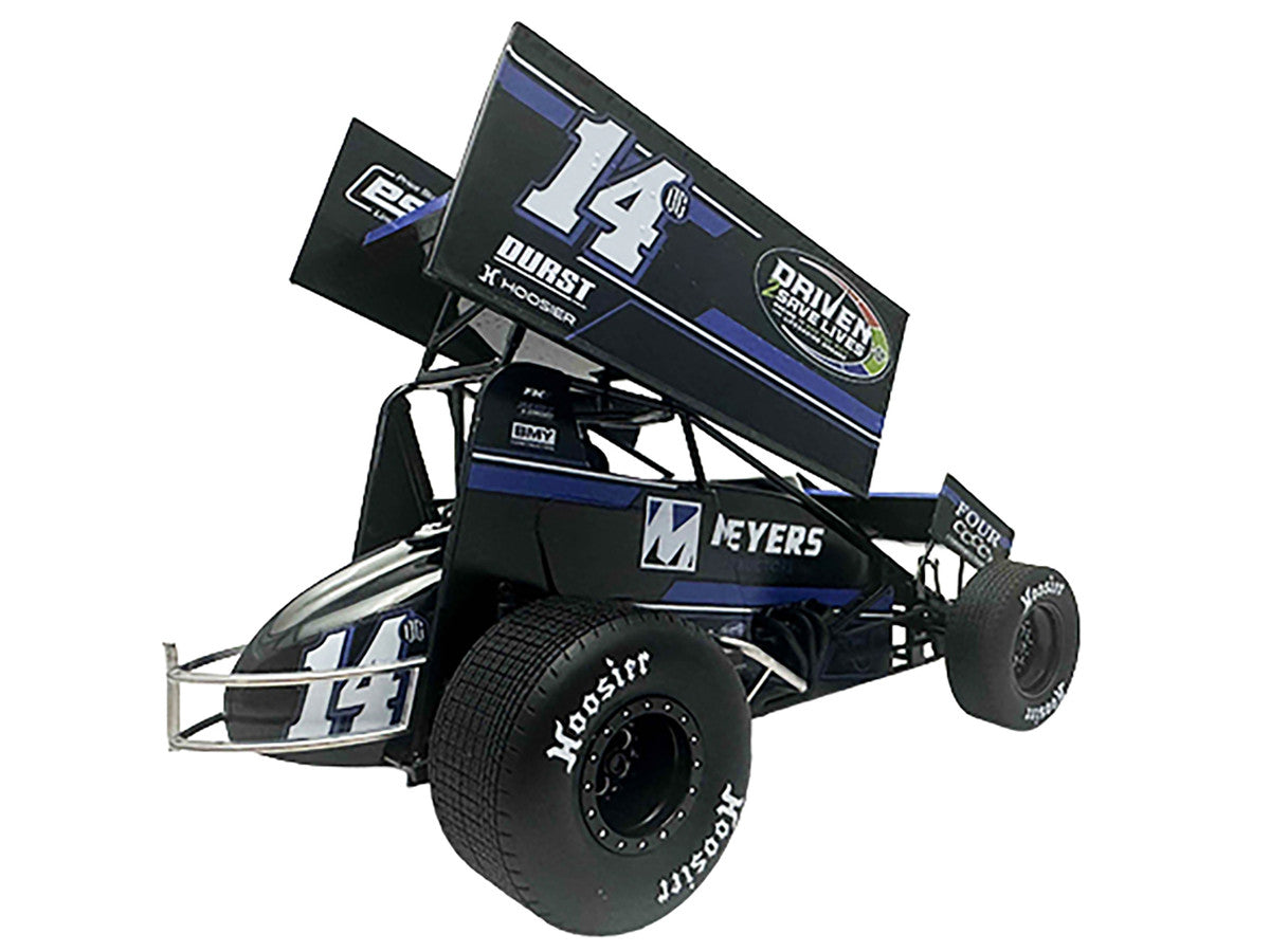 Winged Sprint Car #14CC Corey Day (Blue Version) "Driven 2 Save Lives" Jason Meyers Racing (2025) 1/18 Diecast Model Car by ACME-2