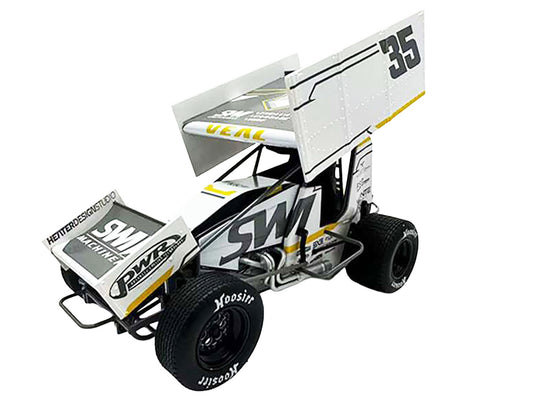 Winged Sprint Car #35 Jamie Veal "SWI Earthworks" White (2025) 1/18 Diecast Model Car by ACME-1