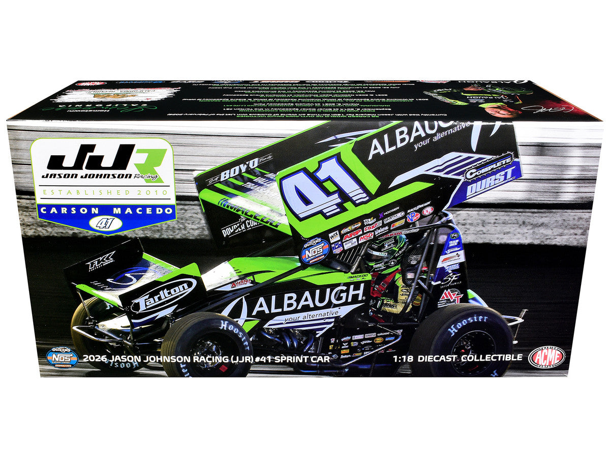Winged Sprint Car #41 Carson Macedo "Albaugh" Jason Johnson Racing (2026) 1/18 Diecast Model Car by ACME Acme