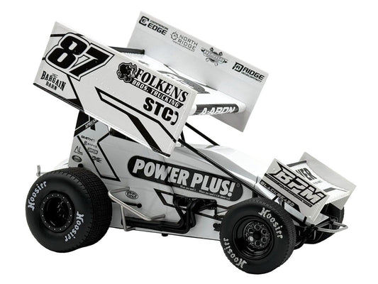 Winged Sprint Car #87 Aaron Reutzel "Power Plus" White (2026) 1/18 Diecast Model Car by ACME Acme