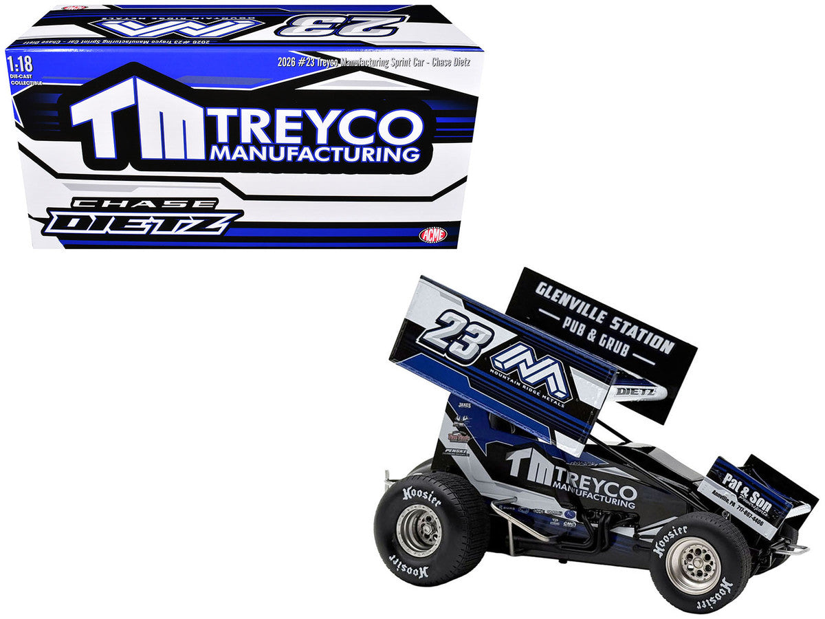 Winged Sprint Car #23 Chase Dietz "Treyco Manufacturing - Mountain Ridge Metals" (2026) 1/18 Diecast Model Car by ACME Acme