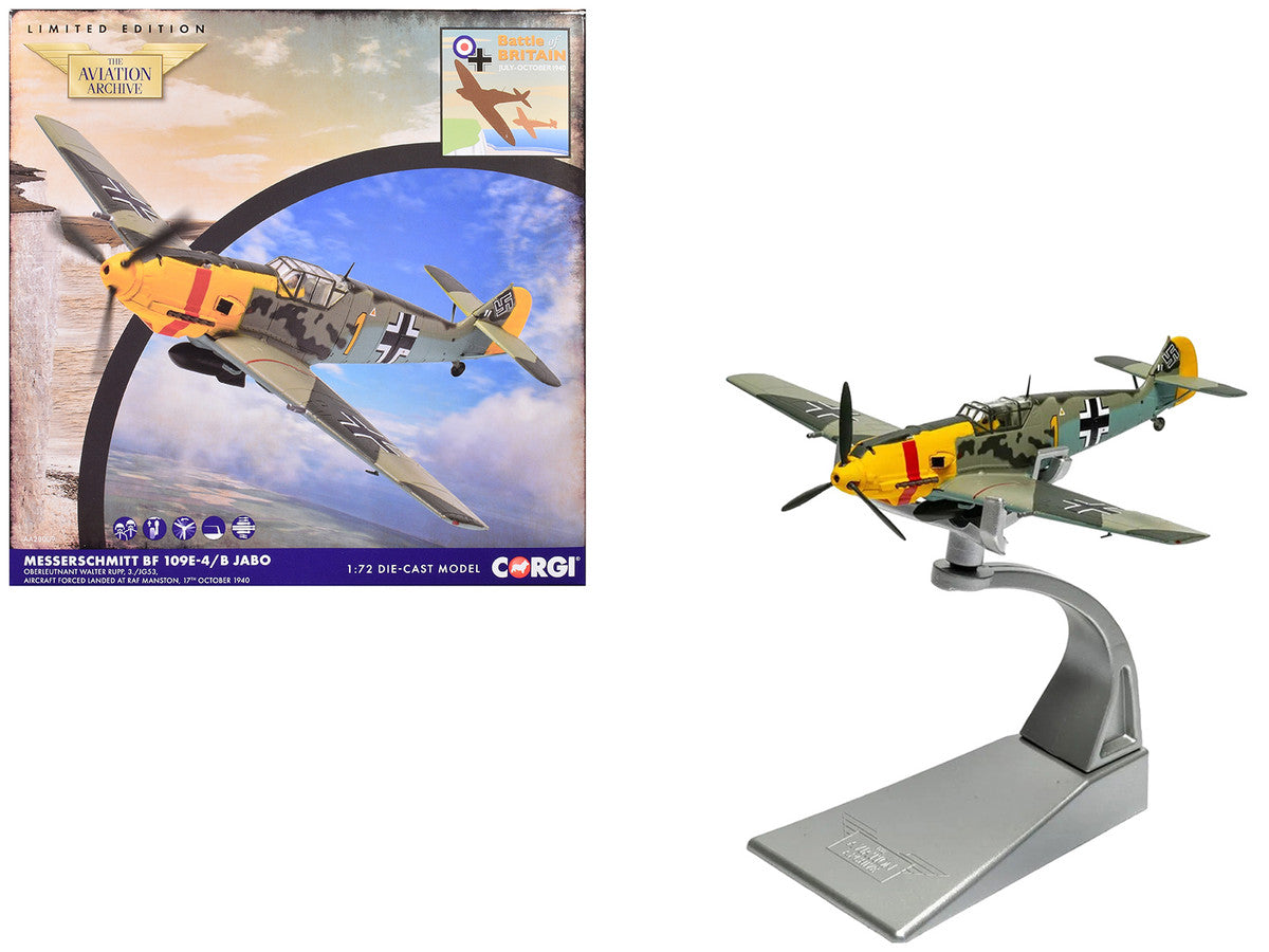 Messerschmitt Bf 109E-4/B Jabo Fighter-Bomber Aircraft "Oberleutnant Walter Rupp 3./JG53 RAF Manston Battle of Britain" (1940) German Luftwaffe "The Aviation Archive" Series 1/72 Diecast Model by Corgi-4