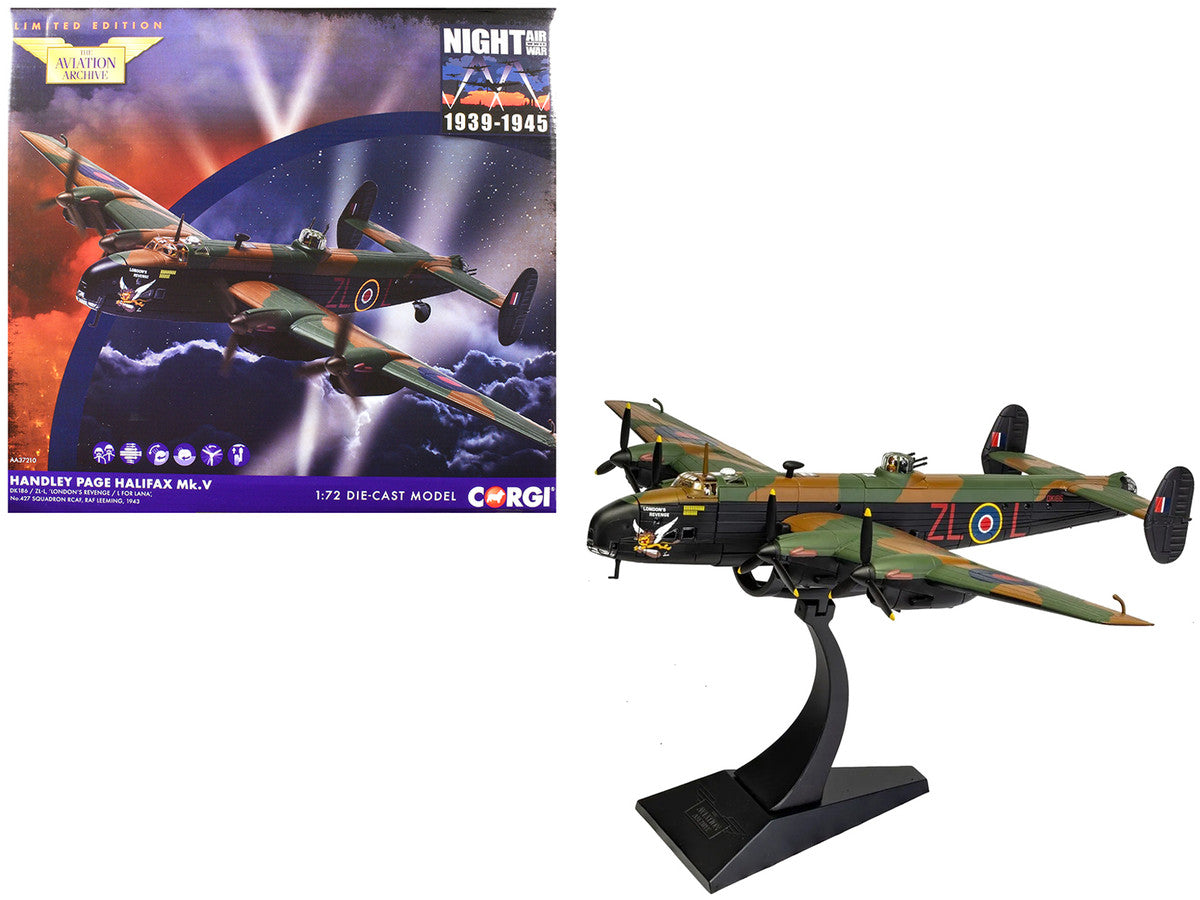 Handley Page Halifax MkV Bomber Aircraft "DK186 London’s Revenge - L for Lana No. 427 Squadron RAF Leeming" (1943) Royal Canadian Air Force "The Aviation Archive" Series 1/72 Diecast Model by Corgi Corgi