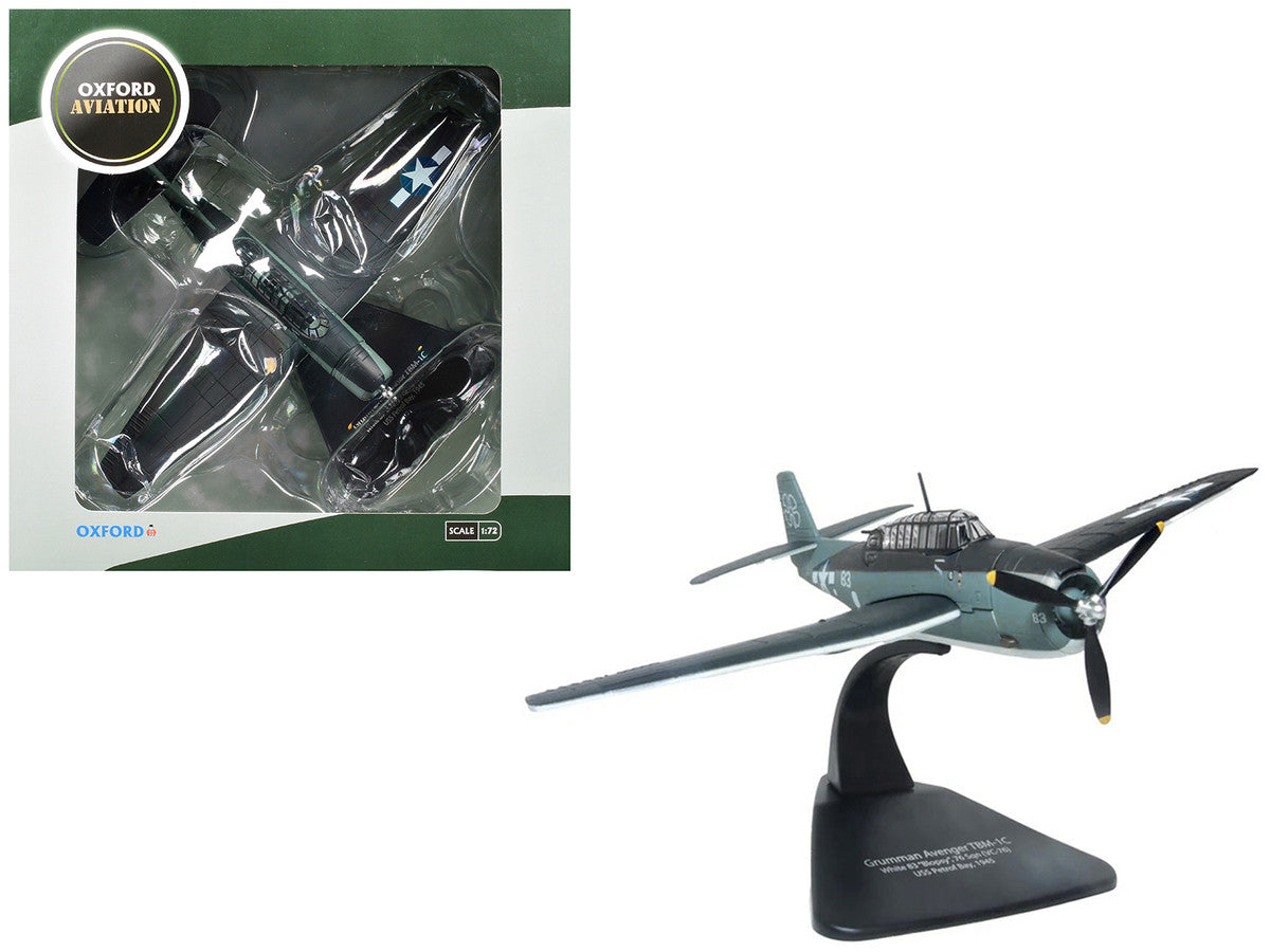 Grumman Avenger TBM-1C Aircraft "White 83 Blopsy VC-76 Petrof Bay" (1945) United States Navy "Oxford Aviation" 1/72 Diecast Model Airplane by Oxford Diecast Oxford Diecast