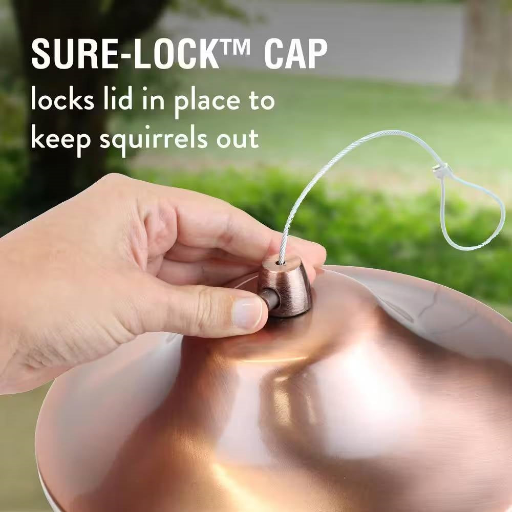 Copper Bird Feeder with Plastic Seed Reservoir Tube and Circular Perch FastFurnishings
