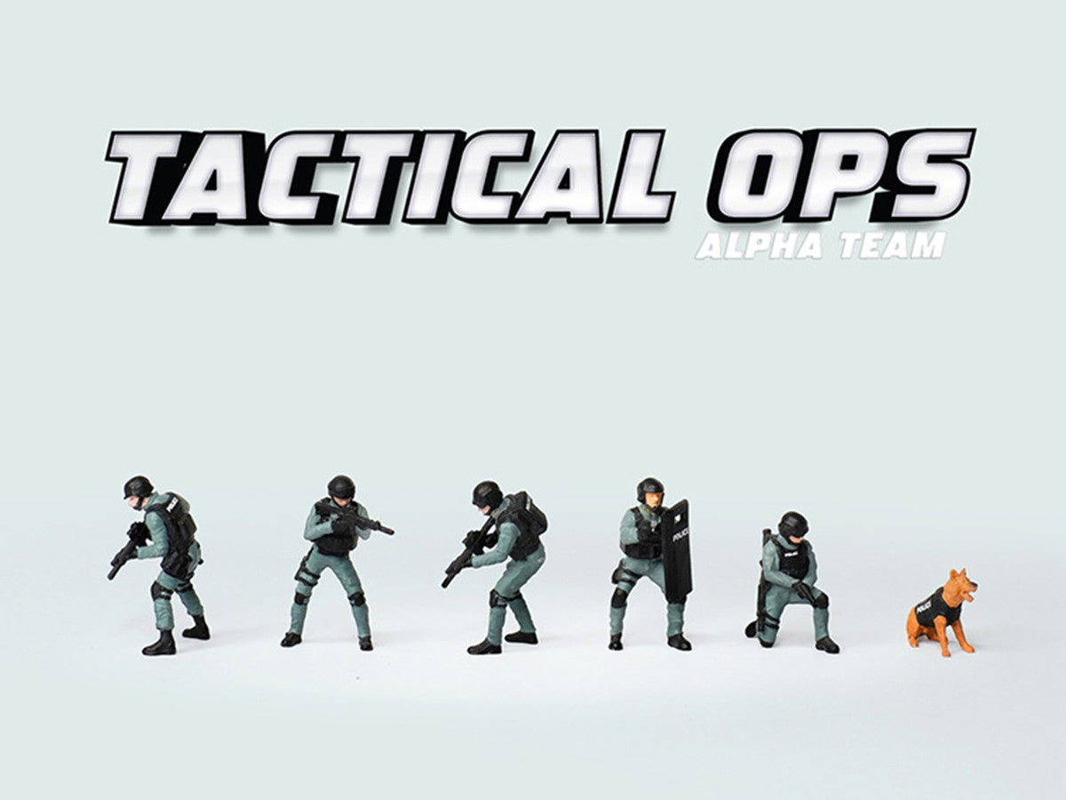 "Tactical Ops Alpha Team" 6 piece Diecast Figure Set (6 Figures) Limited Edition for 1/64 Scale Models by American Diorama American Diorama