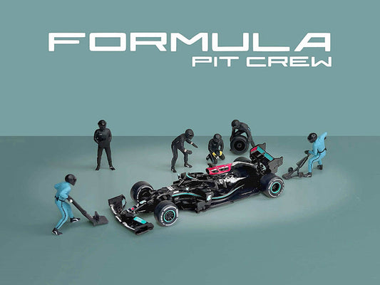 "Formula Pit Crew – Team Black" 6 piece Diecast Figure Set (6 Figures) Limited Edition for 1/64 Scale Models by American Diorama American Diorama
