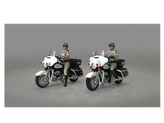 "Highway Patrol" 4 piece Diecast Figure Set (2 Figures 2 Motorcycles) Limited Edition to 3600 pieces Worldwide for 1/64 Scale Models by American Diorama American Diorama