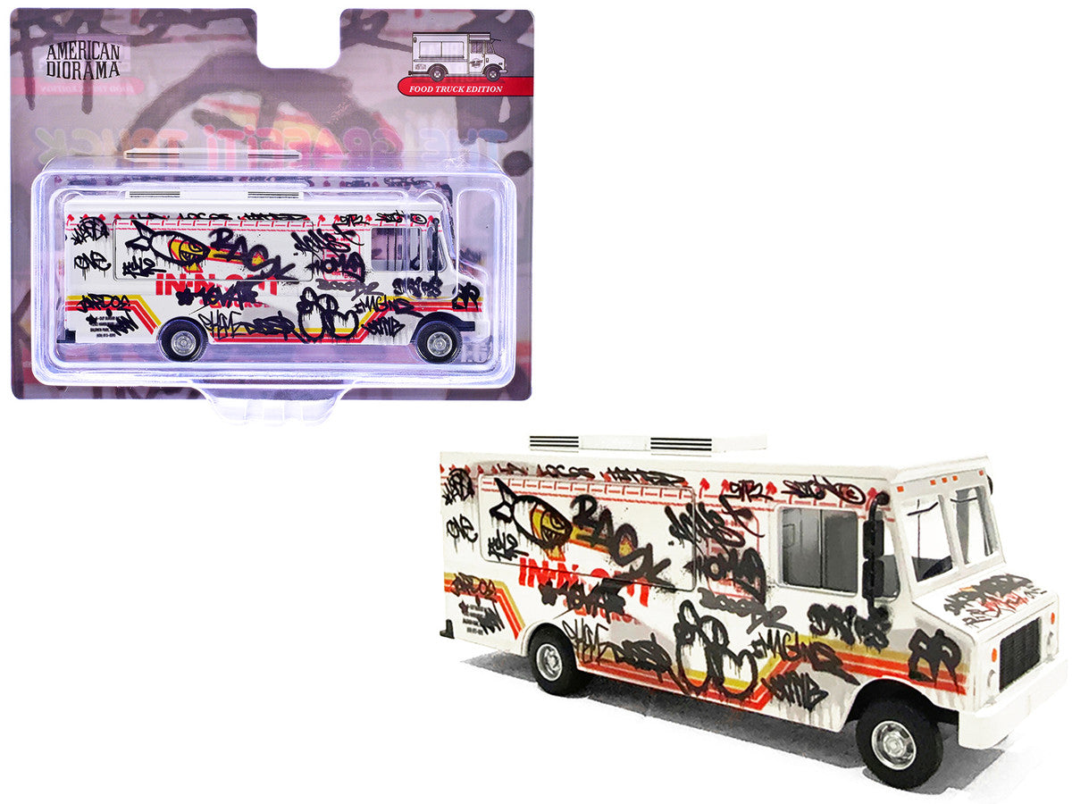 Food Truck "The Graffiti Truck" White with Graphics 1/64 Diecast Model by American Diorama American Diorama