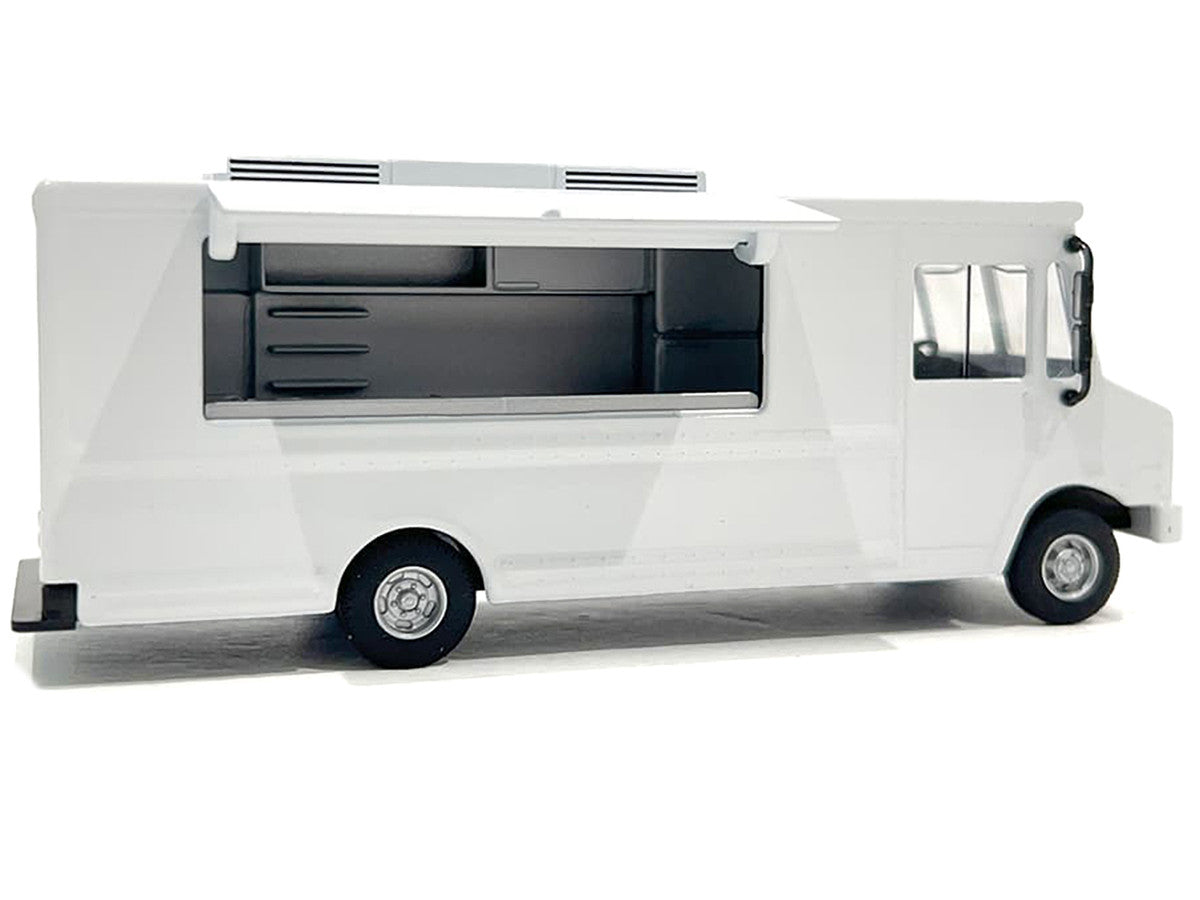 Food Truck Plain White with Graphics 1/64 Diecast Model by American Diorama American Diorama