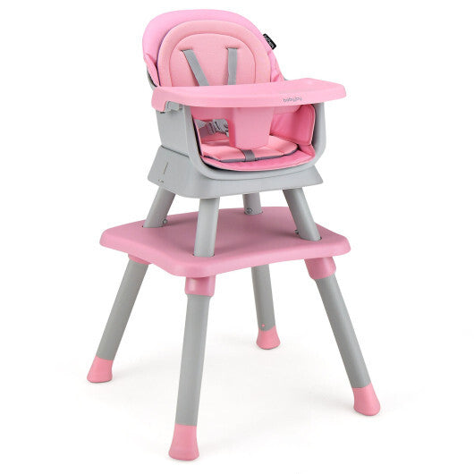 6-in-1 Convertible Baby High Chair with Adjustable Removable Tray-Gray W2B