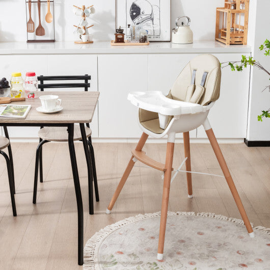 Baby High Chair with Dishwasher Safe Tray-Beige W2B