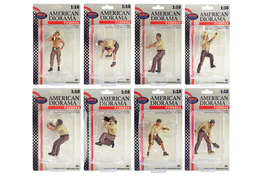 "4X4 Mechanic" 8 piece Figure Set for 1/18 scale models by American Diorama American Diorama