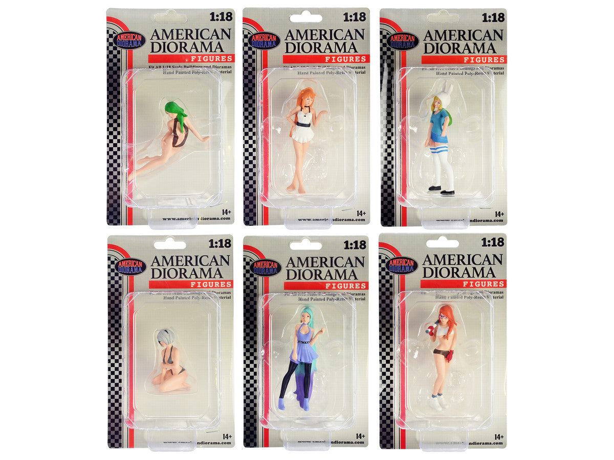 "Cosplay Girls" 6 piece Figure Set for 1/18 Scale Models by American Diorama American Diorama