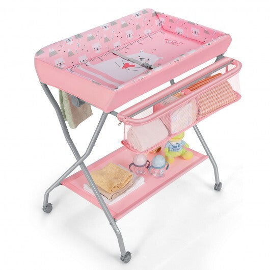 Baby Changing Table with Safety Belt and 4-side Defence-Gray W2B