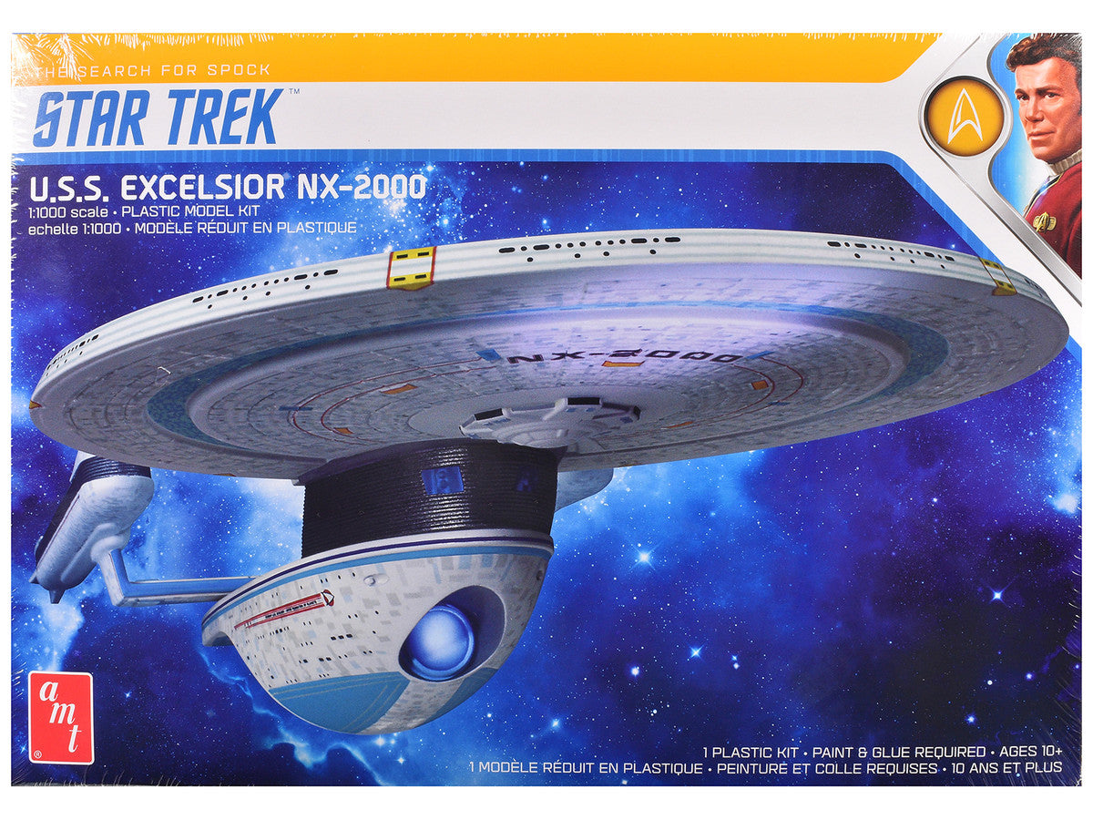 Skill 2 Model Kit U.S.S. Excelsior NX-2000 Space Ship "Star Trek III: The Search for Spock" (1984) Movie 1/1000 Scale Model by AMT AMT