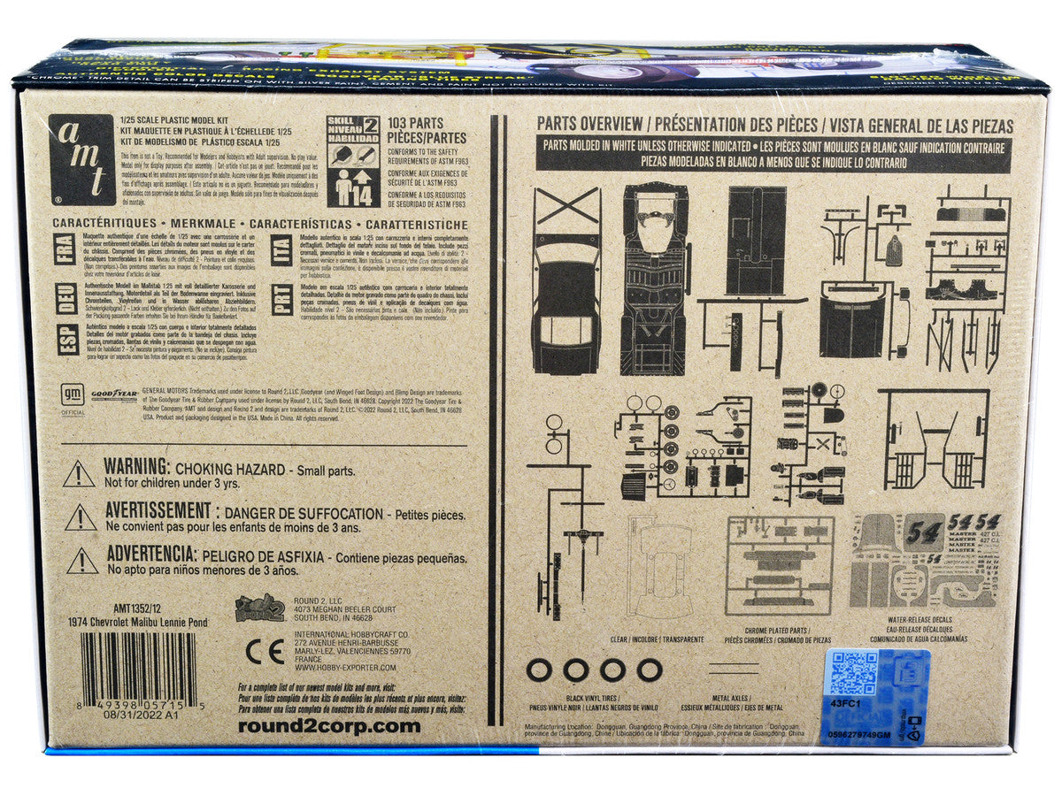 Skill 2 Model Kit 1974 Chevrolet Malibu Stock Car #54 Lennie Pond 1/25 Scale Model by AMT AMT