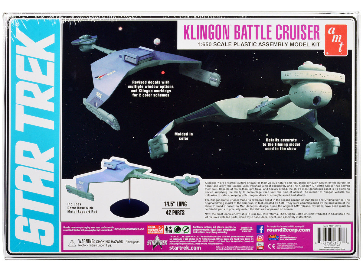 Skill 2 Model Kit "Klingon Warrior Empire" Alien Battle Cruiser "Star Trek" (1966-1969) TV Series 1/650 Scale Model by AMT AMT
