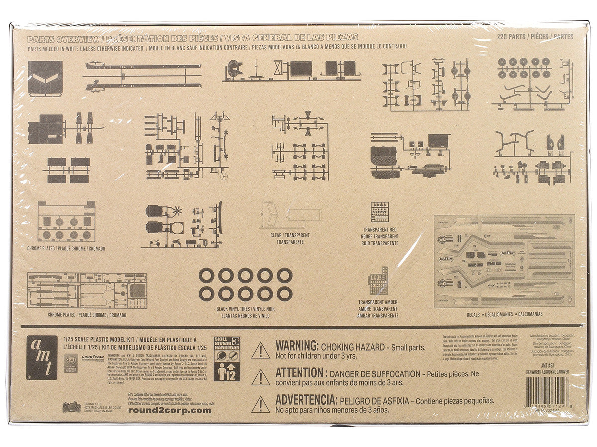 Skill 3 Model Kit Kenworth Aerodyne Cabover Truck Tractor 1/25 Scale Model by AMT AMT