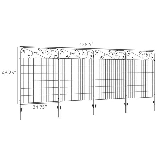 4 Pack Steel Foldable Fence Trellis Panel Animal Barrier FastFurnishings