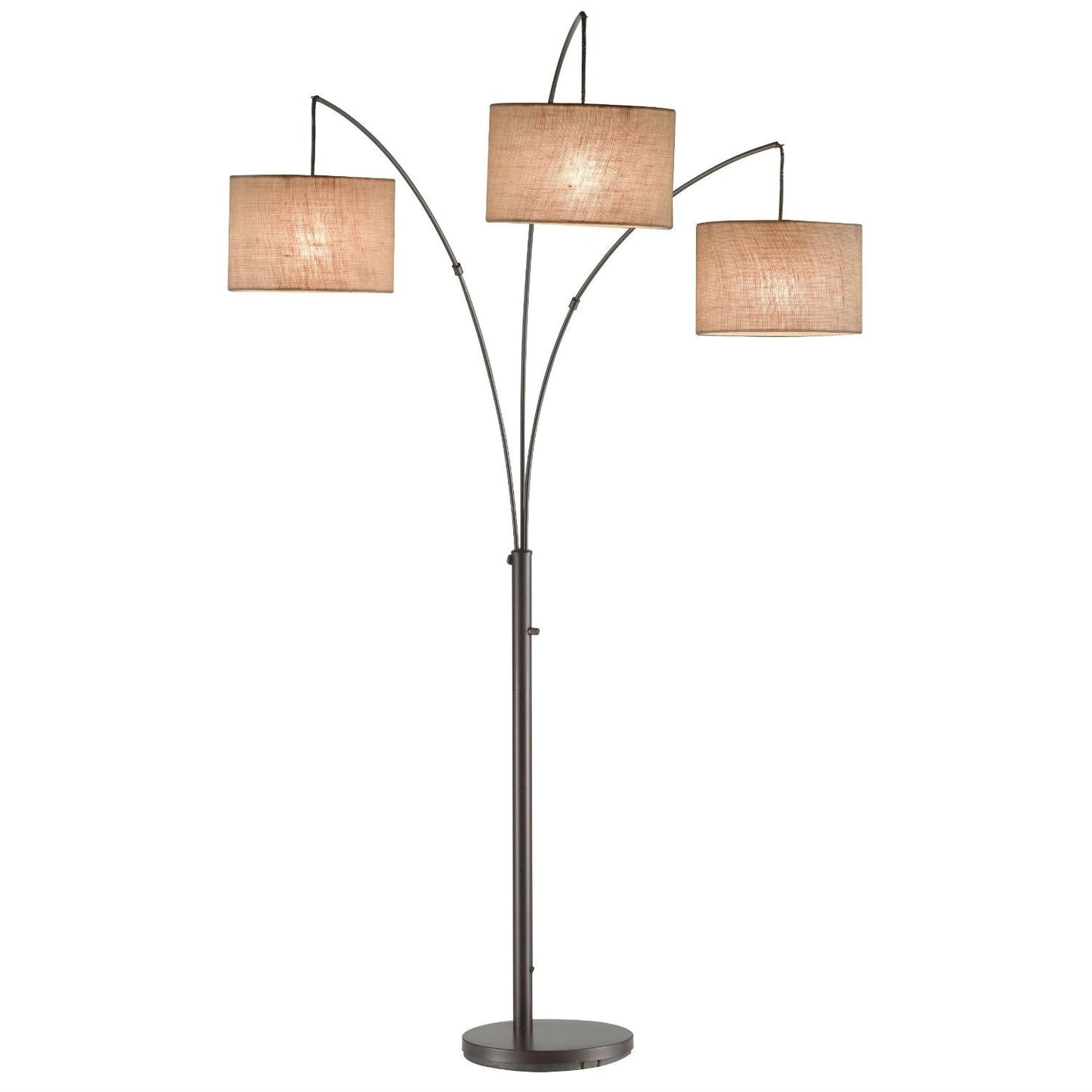 Modern 3-Light Arch Floor Lamp in Antique Bronze with Drum Style Shades FastFurnishings