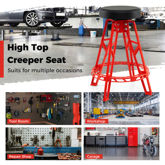 Heavy-Duty Aluminum Garage Bar Chair with 360? Swiveling Seat-Red W2B