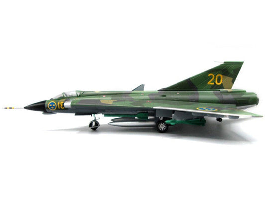 Saab J35J Draken Fighter Aircraft "Splinter Camouflage Scheme F 18 Sodertorn Wing" (1972) Swedish Air Force 1/72 Diecast Model Airplane by Aviation 72 Aviation 72