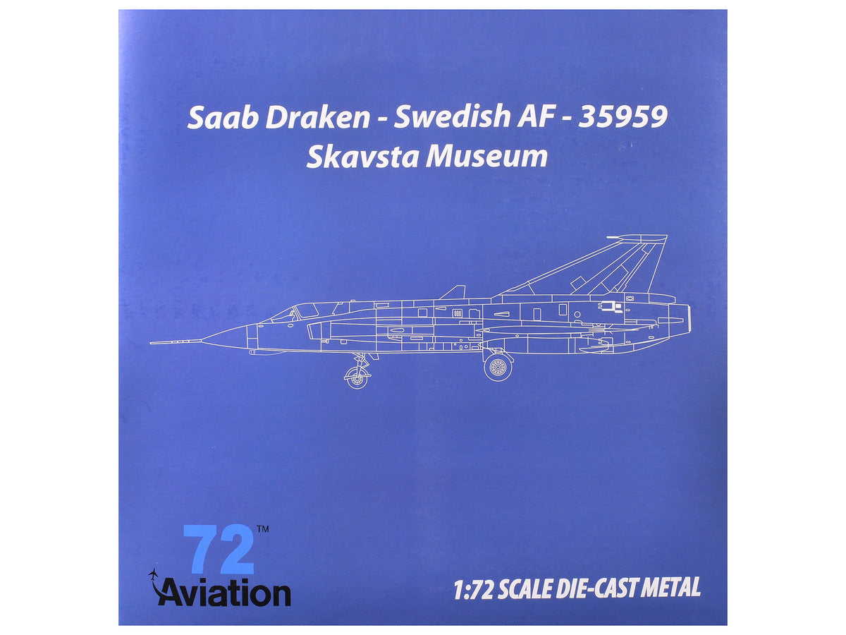 Saab S35 Draken Fighter Aircraft "59 F 11 Wing Skavsta Museum" (1979) Swedish Air Force 1/72 Diecast Model Airplane by Aviation 72 Aviation 72