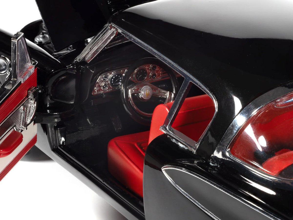 1957 Studebaker Golden Hawk Midnight Black with Red Interior 1/18 Diecast Model by Auto World Autoworld