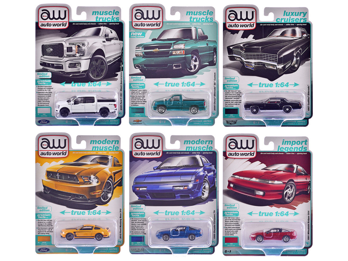 Auto World Premium 2025 Release 1 Set A of 6 pieces 1/64 Diecast Model Cars by Auto World Autoworld