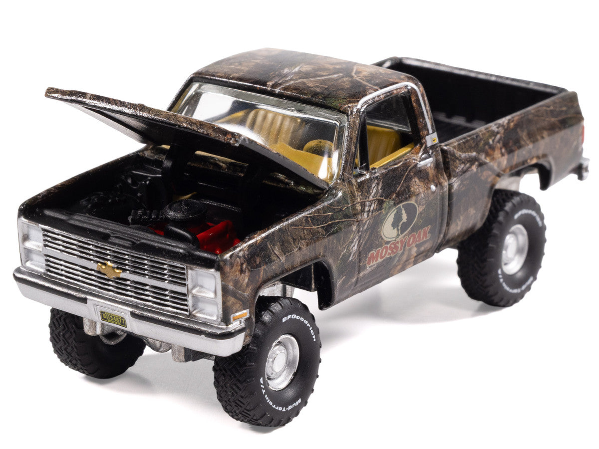 1983 Chevrolet Silverado Pickup Truck "Mossy Oak" Camouflage Livery "Big Country Collectibles" 2025 Series 1/64 Diecast Model Car by Auto World Autoworld