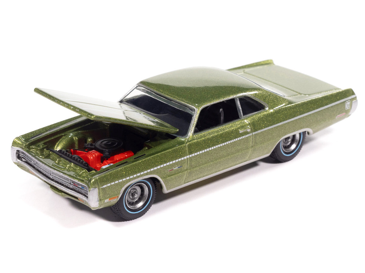 1971 Plymouth Sport Fury GT Amber Sherwood Green Metallic with White Graphics "Vintage Muscle" Series 1/64 Diecast Model Car by Auto World-2