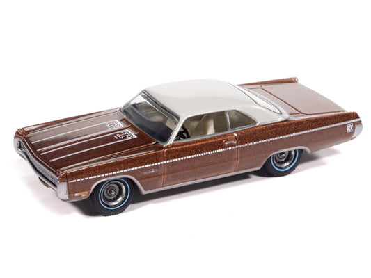 1971 Plymouth Sport Fury GT Autumn Bronze Metallic with White Graphics and Top "Vintage Muscle" Series 1/64 Diecast Model Car by Auto World-1