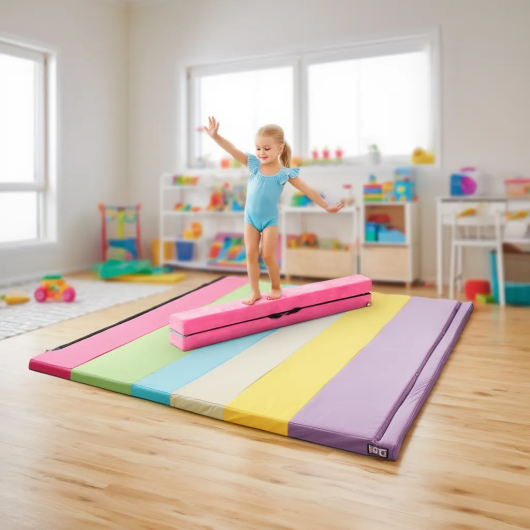 Yoga Set: Gymnastics Mat+Folding Gymnastics Balance Beam W2B