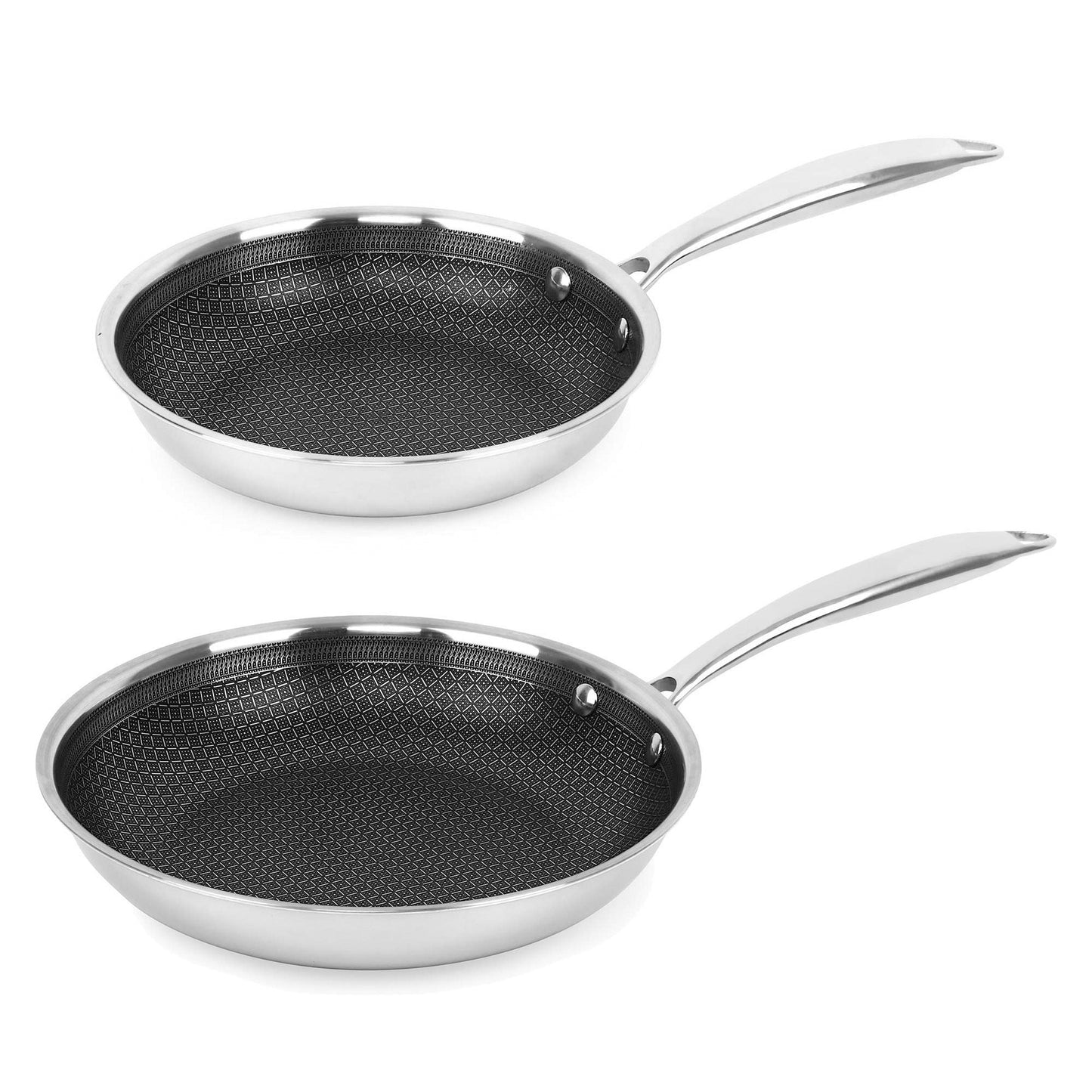 Brentwood 8 inch and 9.5 inch Hybrid Non-Stick Stainless Steel Frying Pan Set W2B