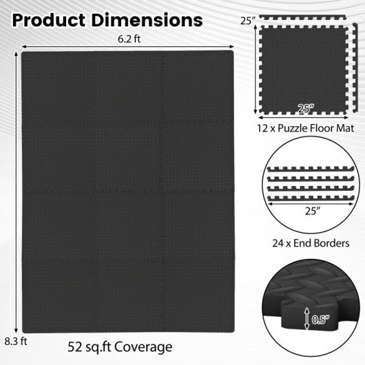 Inflation Free Boxing Set and 12Pcs 1/2" Puzzle Exercise Mat W2B