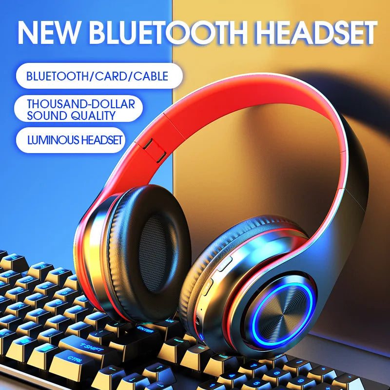 NNEOBA Wireless Bluetooth Headphone with Colorful Lights(Red) NNEOBA