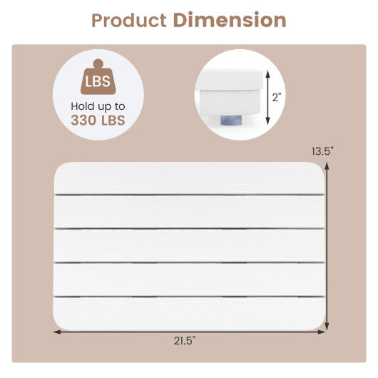 Waterproof HIPS Spa Shower Mat for Bathroom with Non Slip Foot Pads-White