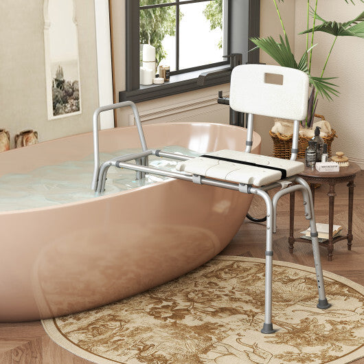 Sliding Tub Transfer Bench with Extra-Wide Seat for Elderly and Disabled W2B