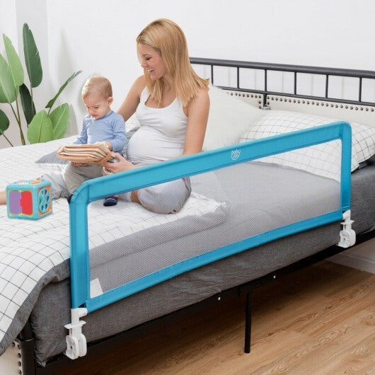 59 Inch Folding Breathable Baby Bed Rail Guard with Safety Strap-Blue - Color: Blue W2B
