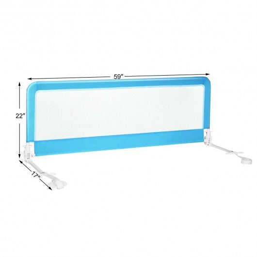 59 Inch Folding Breathable Baby Bed Rail Guard with Safety Strap-Blue - Color: Blue W2B