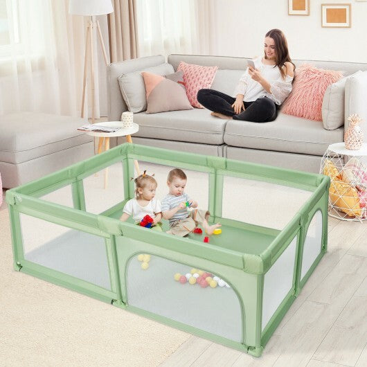 Extra-Large Safety Baby Fence with 50 Ocean Balls-Gray W2B