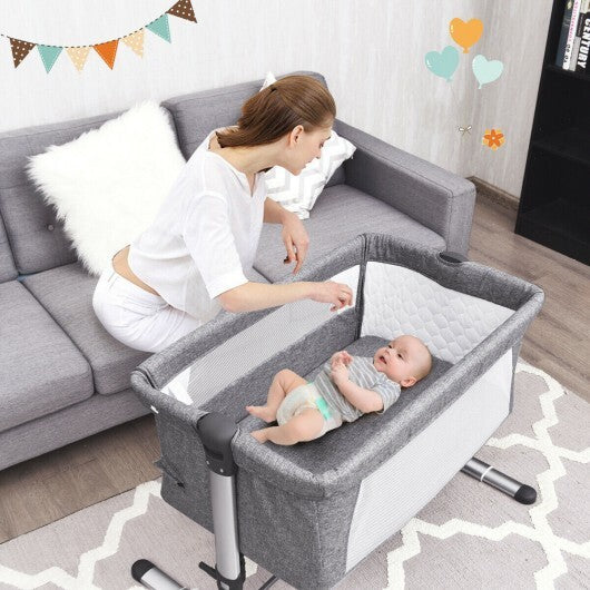 Travel Portable Baby Bed Side Sleeper Bassinet Crib with Carrying Bag-Gray - Color: Gray W2B