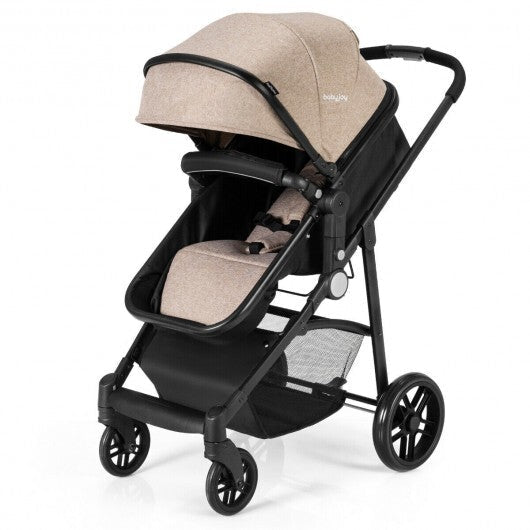 2-in-1 Foldable Pushchair Newborn Infant Baby Stroller-Black W2B