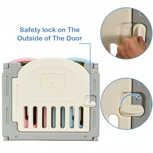 Foldable Baby Playpen 14 Panel Activity Center Safety Play Yard-Beige