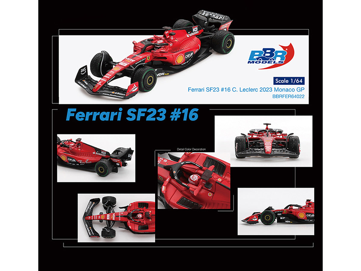 Ferrari SF-23 #16 Charles Leclerc Formula One F1 "Monaco GP" (2023) 1/64 Diecast Model Car by BBR Models BBR