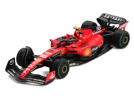 Ferrari SF-23 #55 Carlos Sainz Formula One F1 "Monaco GP" (2023) 1/64 Diecast Model Car by BBR Models BBR