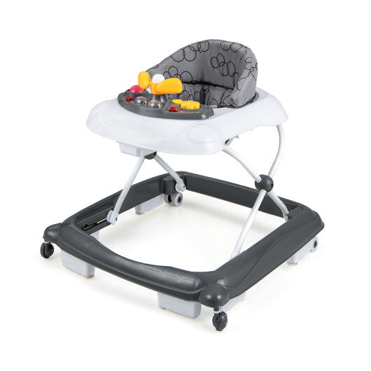 Foldable Baby Walker with 3 Adjustable Heights and Padded Seat-Blue W2B
