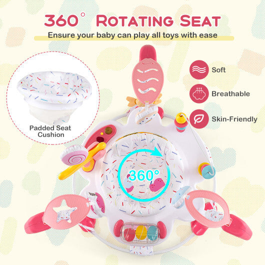 Baby Activity Center Height Adjustable Baby Bouncing Saucer with Interactive Toys-Pink - Color: Pink W2B