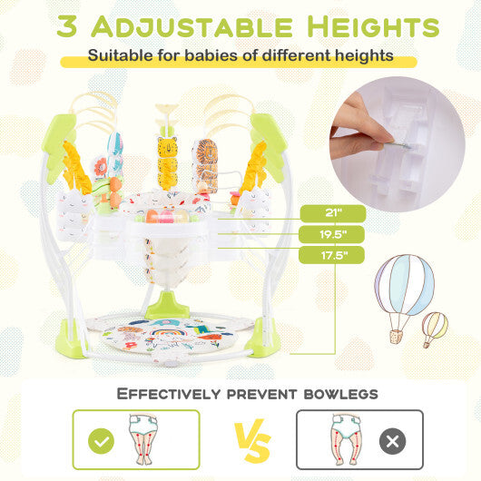 Baby Activity Center Height Adjustable Baby Bouncing Saucer with Interactive Toys-Yellow - Color: Yellow W2B